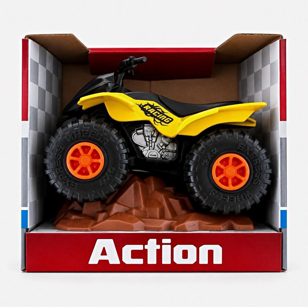 Turbo Wheels Die-Cast Action ATV Vehicle Yellow Black Orange MPN 317696